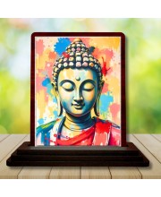 Car Desk/Table Top Lord Buddha Wooden Photo Stand â€“ 3x4 Inches, Compact & Stylish Spiritual Display For Car, Home & Office (Pack Of 1) (F14507)