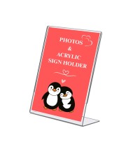 Acrylic Tent Card Holder, Slanted L Shape Menu Display Stand, Clear Portrait Frame for Desk, Photo, Flyer, Document, Paper Display, 3MM Premium Cast Acrylic Signage Stand(8x10-2Pcs)