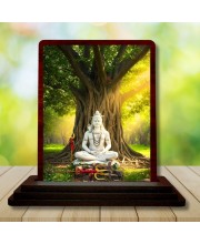 Car Desk/Table Top Lord Shiva Wooden Photo Stand â€“ 3x4 Inches, Compact & Stylish Spiritual Display For Car, Home & Office (Pack Of 1) (F14628)