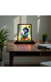 Car Desk/Table Top Lord Krishna Wooden Photo Stand 3x4 Inches, Compact & Stylish Spiritual Display For Car, Home & Office (Pack Of 1) (F14501)