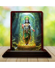 Car Desk/Table Top Lord Krishna Wooden Photo Stand â€“ 3x4 Inches, Compact & Stylish Spiritual Display For Car, Home & Office (Pack Of 1) (F14392)
