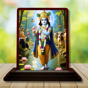 Car Desk/Table Top Lord Krishna Wooden Photo Stand 3x4 Inches, Compact & Stylish Spiritual Display For Car, Home & Office (Pack Of 1) (F14409) Car Desk/Table Top Lord Krishna Wooden Photo Stand 3x4 Inches, Compact & Stylish Spiritual Display For Car, Home & Office (Pack Of 1) (F14409)