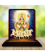 Car Desk/Table Top Lord Surya Wooden Photo Stand â€“ 3x4 Inches, Compact & Stylish Spiritual Display For Car, Home & Office (Pack Of 1) (F14514)
