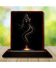Car Desk/Table Top Lord Shiva Wooden Photo Stand â€“ 3x4 Inches, Compact & Stylish Spiritual Display For Car, Home & Office (Pack Of 1) (F14407)