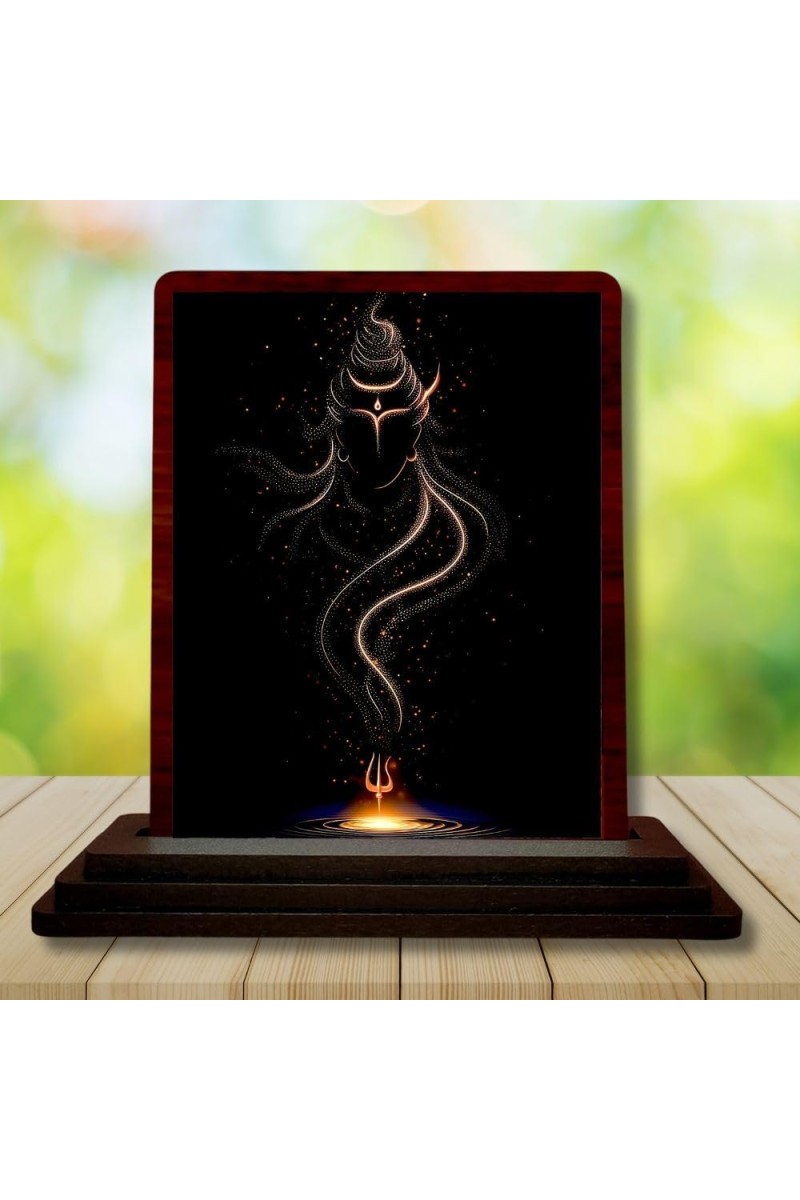 Car Desk/Table Top Lord Shiva Wooden Photo Stand â€“ 3x4 Inches, Compact & Stylish Spiritual Display For Car, Home & Office (Pack Of 1) (F14407)