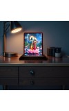 Car Desk/Table Top Lord Vishnu And Lakshmi Wooden Photo Stand 3x4 Inches, Compact & Stylish Spiritual Display For Car, Home & Office (Pack Of 1) (F14603)