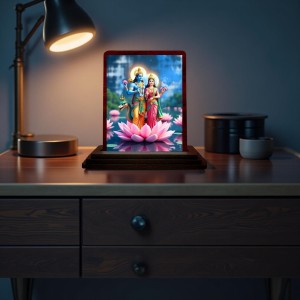 Car Desk/Table Top Lord Vishnu And Lakshmi Wooden Photo Stand 3x4 Inches, Compact & Stylish Spiritual Display For Car, Home & Office (Pack Of 1) (F14603) Car Desk/Table Top Lord Vishnu And Lakshmi Wooden Photo Stand 3x4 Inches, Compact & Stylish Spiritual Display For Car, Home & Office (Pack Of 1) (F14603)