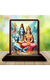 Car Desk/Table Top Lord Shiva And Parvathi Wooden Photo Stand â€“ 3x4 Inches, Compact & Stylish Spiritual Display For Car, Home & Office (Pack Of 1) (F14529)