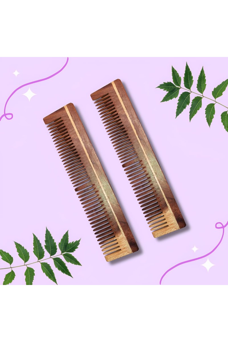 Hi Tech Sales Wooden Comb | Wood Kangi for Hair Growth, Hair fall & Dandruff Control | Handcrafted Designer Comb | For Men And Women Pack of 2
