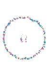 HiTechMart Handmade Colorful Stone Beaded Necklace & Earring Set – Bohemian Chunky Jewelry for Women & Girls – Vibrant Fashion Accessories