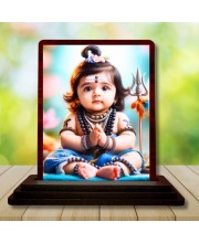 Car Desk/Table Top Lord Shiva Wooden Photo Stand â€“ 3x4 Inches, Compact & Stylish Spiritual Display For Car, Home & Office (Pack Of 1) (F14505)