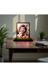Car Desk/Table Top Lord Krishna Wooden Photo Stand 3x4 Inches, Compact & Stylish Spiritual Display For Car, Home & Office (Pack Of 1) (F14503)