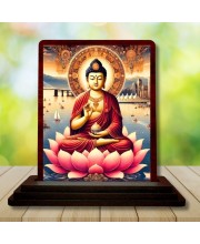 Car Desk/Table Top Lord Buddha Wooden Photo Stand â€“ 3x4 Inches, Compact & Stylish Spiritual Display For Car, Home & Office (Pack Of 1) (F14460)