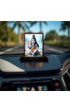Car Desk/Table Top Lord Shiva Wooden Photo Stand 3x4 Inches, Compact & Stylish Spiritual Display For Car, Home & Office (Pack Of 1) (F14397)