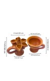 Panch Pradeep with Dhunuchi Combo - Traditional Handcrafted Terracotta 5-Lamp Oil Holder & Incense Holder for Pooja, Religious Ceremonies, Diwali, and Festivals