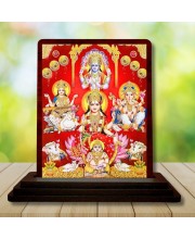 Car Desk/Table Top Goddess Lakshmi Ganesha Kubera Wooden Photo Stand â€“ 3x4 Inches, Compact & Stylish Spiritual Display For Car, Home & Office (Pack Of 1) (F14566)