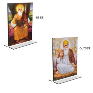 Guru Nanak Acrylic T-Style Photo Stand, Compact and Stylish Spiritual Display, easily change 2 photos (Pack of 1)