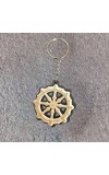 Wooden Wheel Key Chain | Sun Temple Chakra Design Key Ring | Odisha Handicraft Religious Souvenir Gift (wooden wheel keychain)