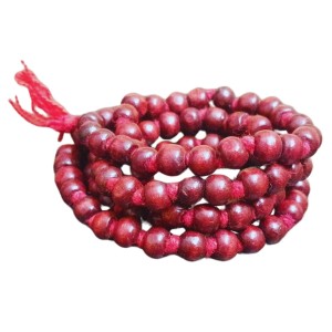 HiTechMart Handcrafted Sandalwood Mala Rosary Chandan Jaapmala with Tassel Wooden Japa Maala for Meditation Pooja Chanting Wearing Jewelry Prayer Beads Red Mala