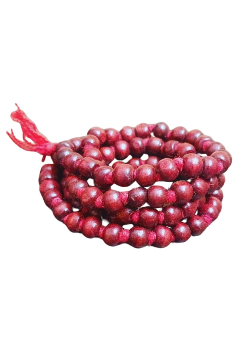 HiTechMart Handcrafted Sandalwood Mala Rosary Chandan Jaapmala with Tassel Wooden Japa Maala for Meditation Pooja Chanting Wearing Jewelry Prayer Beads Red Mala
