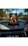 Car Desk/Table Top Goddess Durga Wooden Photo Stand 3x4 Inches, Compact & Stylish Spiritual Display For Car, Home & Office (Pack Of 1) (F14412)