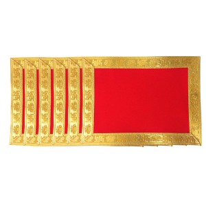 Velvet Pooja Aasan Cloth with Golden Border | Plain Chowki Mat for Puja Table, Home Mandir & Temple | Pack of 6 (9 x 14) Velvet Pooja Aasan Cloth with Golden Border | Plain Chowki Mat for Puja Table, Home Mandir & Temple | Pack of 6 (9 x 14)