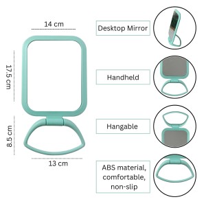 Hitech Sales Desk Student Bedroom,Foldable HD Dressing, Portable Princess Square Beauty Small Mirror Travel Mirror Suitable for Gifts Women (Light Blue Pack - 1) (Mint)