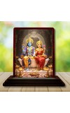 Car Desk/Table Top Lord Vishnu And Lakshmi Wooden Photo Stand â€“ 3x4 Inches, Compact & Stylish Spiritual Display For Car, Home & Office (Pack Of 1) (F14610)