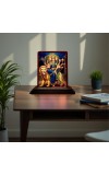 Car Desk/Table Top Goddess Durga Wooden Photo Stand 3x4 Inches, Compact & Stylish Spiritual Display For Car, Home & Office (Pack Of 1) (F14412)