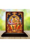 Car Desk/Table Top Lord Vishnu Lakshmi Wooden Photo Stand â€“ 3x4 Inches, Compact & Stylish Spiritual Display For Car, Home & Office (Pack Of 1) (F14565)