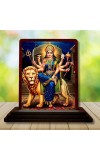 Car Desk/Table Top Goddess Durga Wooden Photo Stand â€“ 3x4 Inches, Compact & Stylish Spiritual Display For Car, Home & Office (Pack Of 1) (F14412)