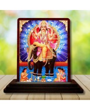 Car Desk/Table Top Lord Vishwakarma Wooden Photo Stand â€“ 3x4 Inches, Compact & Stylish Spiritual Display For Car, Home & Office (Pack Of 1) (F14581)