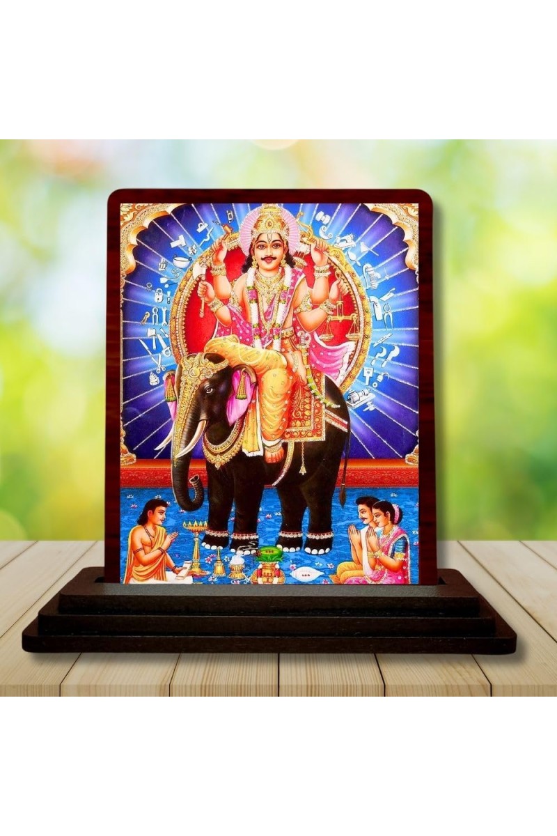 Car Desk/Table Top Lord Vishwakarma Wooden Photo Stand â€“ 3x4 Inches, Compact & Stylish Spiritual Display For Car, Home & Office (Pack Of 1) (F14581)