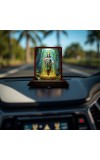 Car Desk/Table Top Lord Krishna Wooden Photo Stand 3x4 Inches, Compact & Stylish Spiritual Display For Car, Home & Office (Pack Of 1) (F14392)