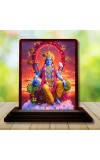 Car Desk/Table Top Lord Vishnu Wooden Photo Stand â€“ 3x4 Inches, Compact & Stylish Spiritual Display For Car, Home & Office (Pack Of 1) (F14612)