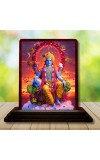 Car Desk/Table Top Lord Vishnu Wooden Photo Stand â€“ 3x4 Inches, Compact & Stylish Spiritual Display For Car, Home & Office (Pack Of 1) (F14406)