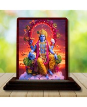 Car Desk/Table Top Lord Vishnu Wooden Photo Stand â€“ 3x4 Inches, Compact & Stylish Spiritual Display For Car, Home & Office (Pack Of 1) (F14406)