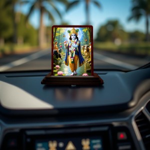 Car Desk/Table Top Lord Krishna Wooden Photo Stand 3x4 Inches, Compact & Stylish Spiritual Display For Car, Home & Office (Pack Of 1) (F14409) Car Desk/Table Top Lord Krishna Wooden Photo Stand 3x4 Inches, Compact & Stylish Spiritual Display For Car, Home & Office (Pack Of 1) (F14409)