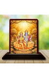 Car Desk/Table Top Lord Vishnu Lakshmi Wooden Photo Stand â€“ 3x4 Inches, Compact & Stylish Spiritual Display For Car, Home & Office (Pack Of 1) (F14564)
