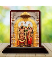 Car Desk/Table Top Lord Balaji And Lakshmi Wooden Photo Stand â€“ 3x4 Inches, Compact & Stylish Spiritual Display For Car, Home & Office (Pack Of 1) (F14396)