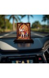 Car Desk/Table Top Goddess Mahalakshmi Wooden Photo Stand 3x4 Inches, Compact & Stylish Spiritual Display For Car, Home & Office (Pack Of 1) (F14579)
