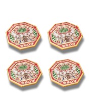 HiTechMart Handcrafted Octagon Marble Puja Chowki, Makrana Marble Pooja Platform with Kundan & Enamel Work, Decorative Pooja Chowki for Mandir, Home Temple, Festival, Gift Use – 4 Inch (4, Octagon)