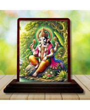Car Desk/Table Top Lord Ganesha Wooden Photo Stand â€“ 3x4 Inches, Compact & Stylish Spiritual Display For Car, Home & Office (Pack Of 1) (F14509)