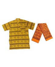 HiTechMart Men's Cotton Mahakal Printed Kurta(XXL) with Namavali Combo – Spiritual Hindu Outfit for Puja, Yoga, Meditation Multicolour