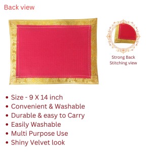 Velvet Pooja Aasan Cloth with Golden Border | Plain Chowki Mat for Puja Table, Home Mandir & Temple | Pack of 6 (9 x 14) Velvet Pooja Aasan Cloth with Golden Border | Plain Chowki Mat for Puja Table, Home Mandir & Temple | Pack of 6 (9 x 14)