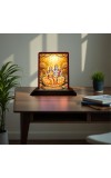 Car Desk/Table Top Lord Vishnu Lakshmi Wooden Photo Stand 3x4 Inches, Compact & Stylish Spiritual Display For Car, Home & Office (Pack Of 1) (F14564)