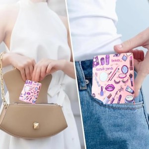 Makeup Mirror, Vanity Mirror for Cosmetic Application,Pocket Mirror, Small Travel Mirror with Magnification, Portable Double-Sided Magnifying Cosmetic Mirror for Daily (Light Pink)