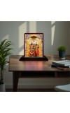 Car Desk/Table Top Lord Balaji And Lakshmi Wooden Photo Stand 3x4 Inches, Compact & Stylish Spiritual Display For Car, Home & Office (Pack Of 1) (F14396)