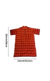 Men’s Cotton Om Swastik Orange Kurta – Traditional Indian Spiritual Shirt for Puja, Meditation, – Short Sleeve Ethnic Hindu Wear – Printed Kurta for Festival & Daily Use
