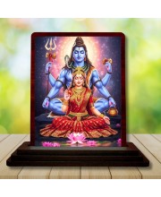 Car Desk/Table Top Lord Shiva And Sadhguru Wooden Photo Stand â€“ 3x4 Inches, Compact & Stylish Spiritual Display For Car, Home & Office (Pack Of 1) (F14619)